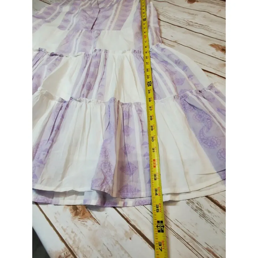 Anthropologie‎ Bindu Womens XS Tiered Dress White Babydoll Cotton Bohemian - Picture 5 of 9